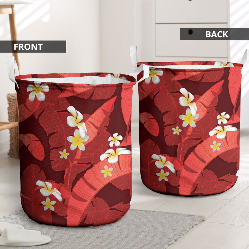 Red Banana Leaf Hawaii Laundry Basket Lau Maia Plumeria Tropical Summer Vibes LT14 - Polynesian Pride