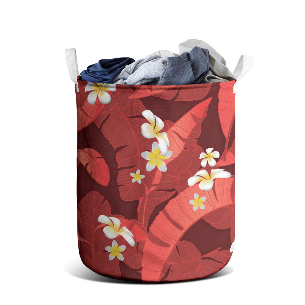 Red Banana Leaf Hawaii Laundry Basket Lau Maia Plumeria Tropical Summer Vibes LT14 - Polynesian Pride