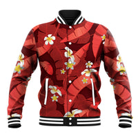 Red Banana Leaf Hawaii Baseball Jacket Lau Maia Plumeria Tropical Summer Vibes LT14 Unisex Red - Polynesian Pride