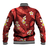 Red Banana Leaf Hawaii Baseball Jacket Lau Maia Plumeria Tropical Summer Vibes LT14 - Polynesian Pride