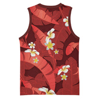 Red Banana Leaf Hawaii Basketball Jersey Lau Maia Plumeria Tropical Summer Vibes LT14 - Polynesian Pride