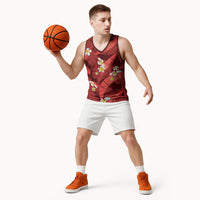 Red Banana Leaf Hawaii Basketball Jersey Lau Maia Plumeria Tropical Summer Vibes LT14 - Polynesian Pride