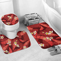Red Banana Leaf Hawaii Bathroom Set Lau Maia Plumeria Tropical Summer Vibes LT14 Mat Set Only (3 pcs) One Size Red - Polynesian Pride