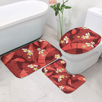Red Banana Leaf Hawaii Bathroom Set Lau Maia Plumeria Tropical Summer Vibes LT14 - Polynesian Pride