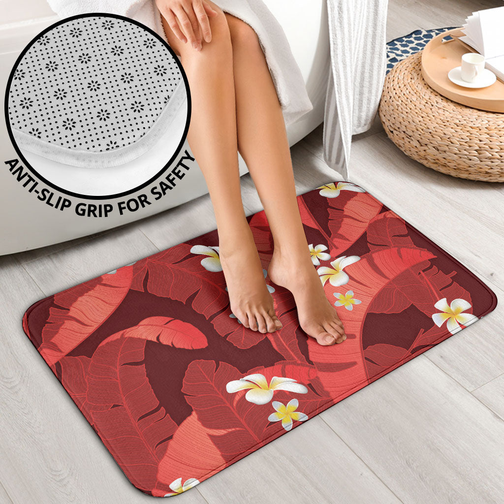Red Banana Leaf Hawaii Bathroom Set Lau Maia Plumeria Tropical Summer Vibes LT14 - Polynesian Pride