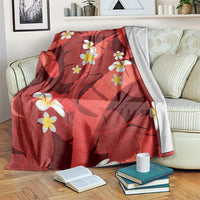 Red Banana Leaf Hawaii Blanket Lau Maia Plumeria Tropical Summer Vibes LT14 Red - Polynesian Pride