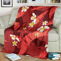 Red Banana Leaf Hawaii Blanket Lau Maia Plumeria Tropical Summer Vibes LT14 - Polynesian Pride