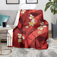 Red Banana Leaf Hawaii Blanket Lau Maia Plumeria Tropical Summer Vibes LT14 - Polynesian Pride