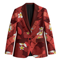 Red Banana Leaf Hawaii Blazer Lau Maia Plumeria Tropical Summer Vibes LT14 Unisex Red - Polynesian Pride
