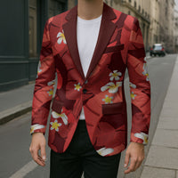Red Banana Leaf Hawaii Blazer Lau Maia Plumeria Tropical Summer Vibes LT14 - Polynesian Pride