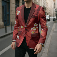 Red Banana Leaf Hawaii Blazer Lau Maia Plumeria Tropical Summer Vibes LT14 - Polynesian Pride