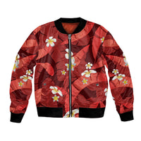 Red Banana Leaf Hawaii Bomber Jacket Lau Maia Plumeria Tropical Summer Vibes LT14 Unisex Red - Polynesian Pride