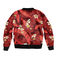 Red Banana Leaf Hawaii Bomber Jacket Lau Maia Plumeria Tropical Summer Vibes LT14 - Polynesian Pride