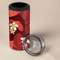 Red Banana Leaf Hawaii 4 in 1 Can Cooler Tumbler Lau Maia Plumeria Tropical Summer Vibes LT14 - Polynesian Pride