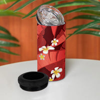 Red Banana Leaf Hawaii 4 in 1 Can Cooler Tumbler Lau Maia Plumeria Tropical Summer Vibes LT14 - Polynesian Pride