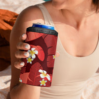 Red Banana Leaf Hawaii 4 in 1 Can Cooler Tumbler Lau Maia Plumeria Tropical Summer Vibes LT14 - Polynesian Pride