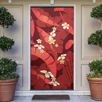 Red Banana Leaf Hawaii Door Cover Lau Maia Plumeria Tropical Summer Vibes LT14 Red - Polynesian Pride
