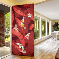 Red Banana Leaf Hawaii Door Cover Lau Maia Plumeria Tropical Summer Vibes LT14 - Polynesian Pride