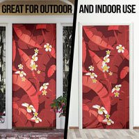 Red Banana Leaf Hawaii Door Cover Lau Maia Plumeria Tropical Summer Vibes LT14 - Polynesian Pride