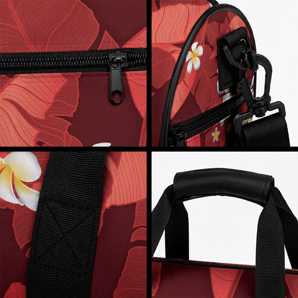Red Banana Leaf Hawaii Duffle Bag Lau Maia Plumeria Tropical Summer Vibes