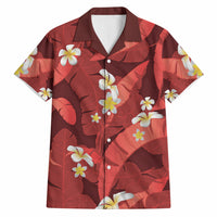 Red Banana Leaf Hawaii Hawaiian Shirt Lau Maia Plumeria Tropical Summer Vibes LT14 Red - Polynesian Pride