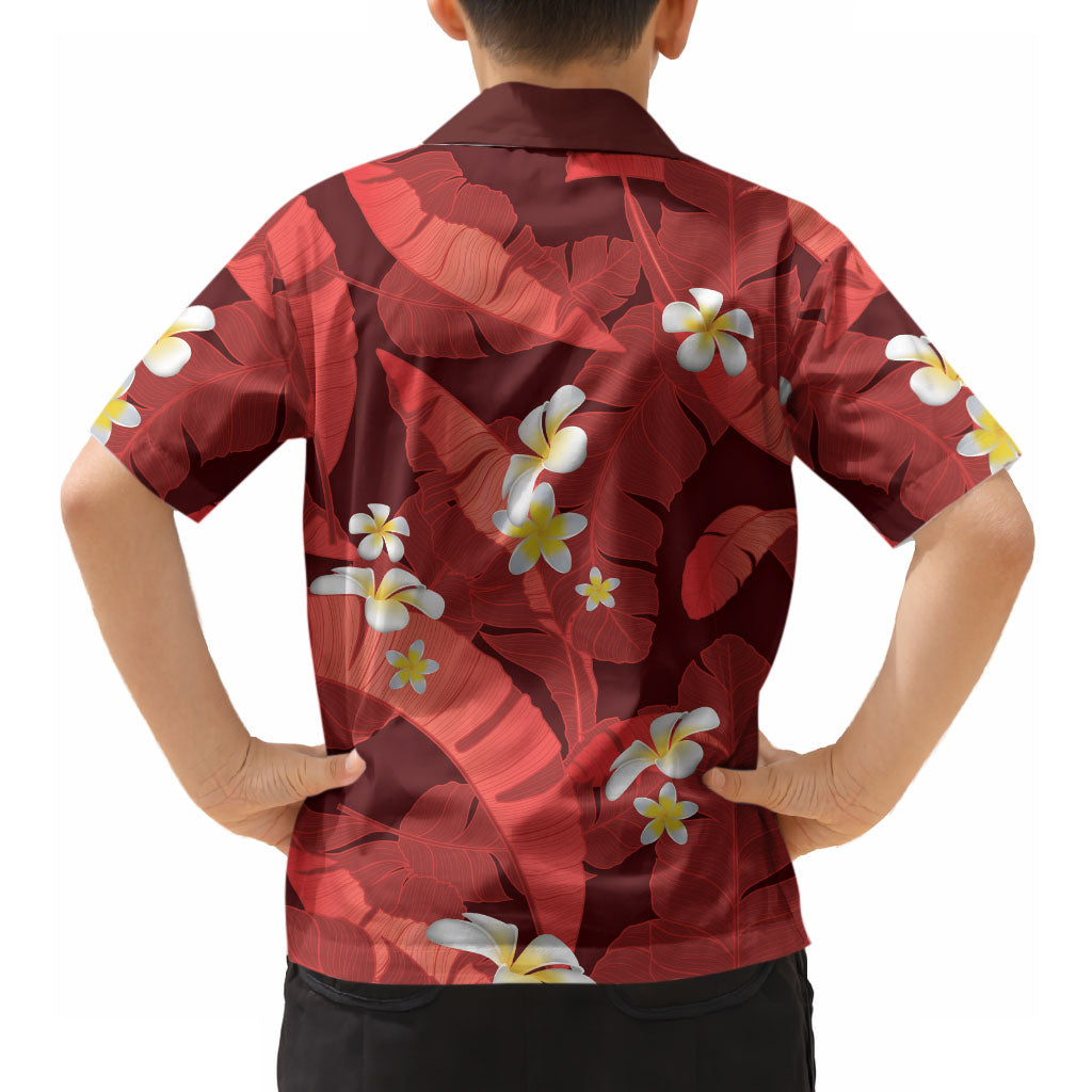 Red Banana Leaf Hawaii Hawaiian Shirt Lau Maia Plumeria Tropical Summer Vibes LT14 - Polynesian Pride