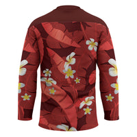 Red Banana Leaf Hawaii Hockey Jersey Lau Maia Plumeria Tropical Summer Vibes LT14 - Polynesian Pride