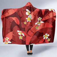 Red Banana Leaf Hawaii Hooded Blanket Lau Maia Plumeria Tropical Summer Vibes LT14 One Size Red - Polynesian Pride