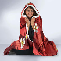 Red Banana Leaf Hawaii Hooded Blanket Lau Maia Plumeria Tropical Summer Vibes LT14 - Polynesian Pride