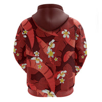 Red Banana Leaf Hawaii Hoodie Lau Maia Plumeria Tropical Summer Vibes LT14 - Polynesian Pride