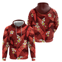 Red Banana Leaf Hawaii Hoodie Lau Maia Plumeria Tropical Summer Vibes LT14 - Polynesian Pride