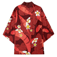 Red Banana Leaf Hawaii Kimono Lau Maia Plumeria Tropical Summer Vibes LT14 - Polynesian Pride