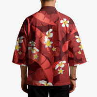 Red Banana Leaf Hawaii Kimono Lau Maia Plumeria Tropical Summer Vibes LT14 - Polynesian Pride