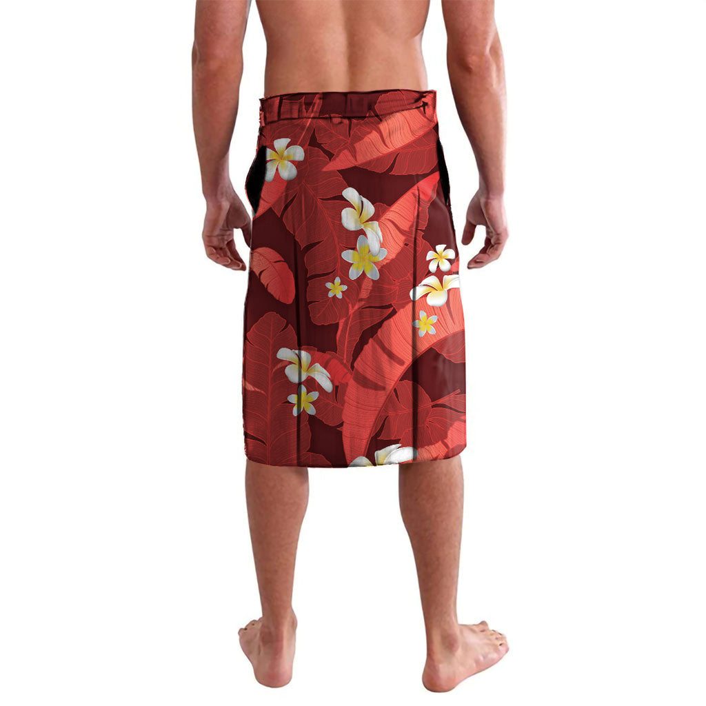 Red Banana Leaf Hawaii Lavalava Lau Maia Plumeria Tropical Summer Vibes LT14 - Polynesian Pride