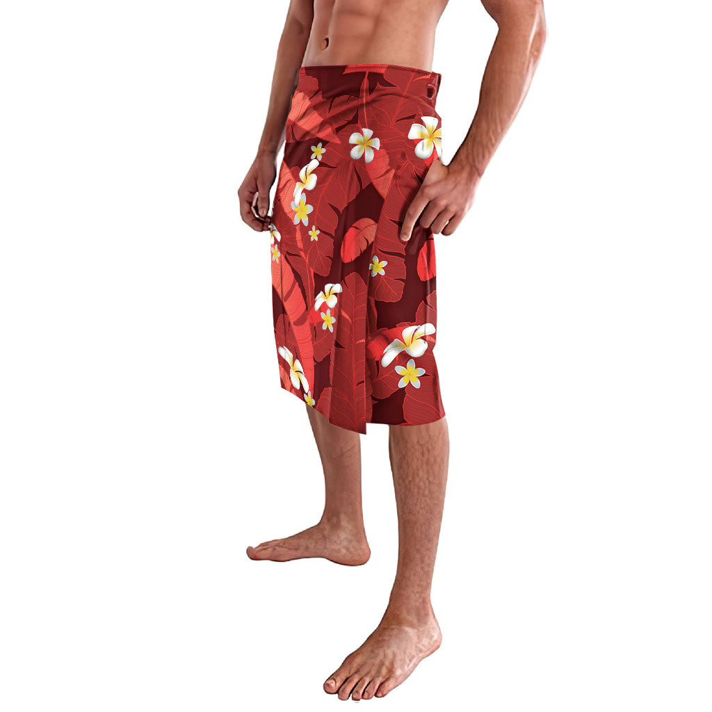 Red Banana Leaf Hawaii Lavalava Lau Maia Plumeria Tropical Summer Vibes LT14 - Polynesian Pride
