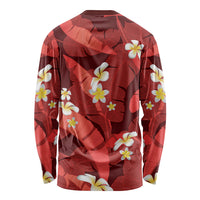 Red Banana Leaf Hawaii Long Sleeve Shirt Lau Maia Plumeria Tropical Summer Vibes LT14 - Polynesian Pride