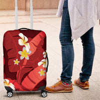 Red Banana Leaf Hawaii Luggage Cover Lau Maia Plumeria Tropical Summer Vibes LT14 Red - Polynesian Pride