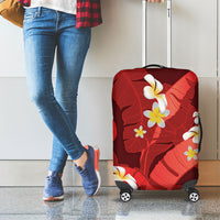 Red Banana Leaf Hawaii Luggage Cover Lau Maia Plumeria Tropical Summer Vibes LT14 - Polynesian Pride