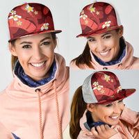 Red Banana Leaf Hawaii Mesh Trucker Cap Lau Maia Plumeria Tropical Summer Vibes LT14 - Polynesian Pride