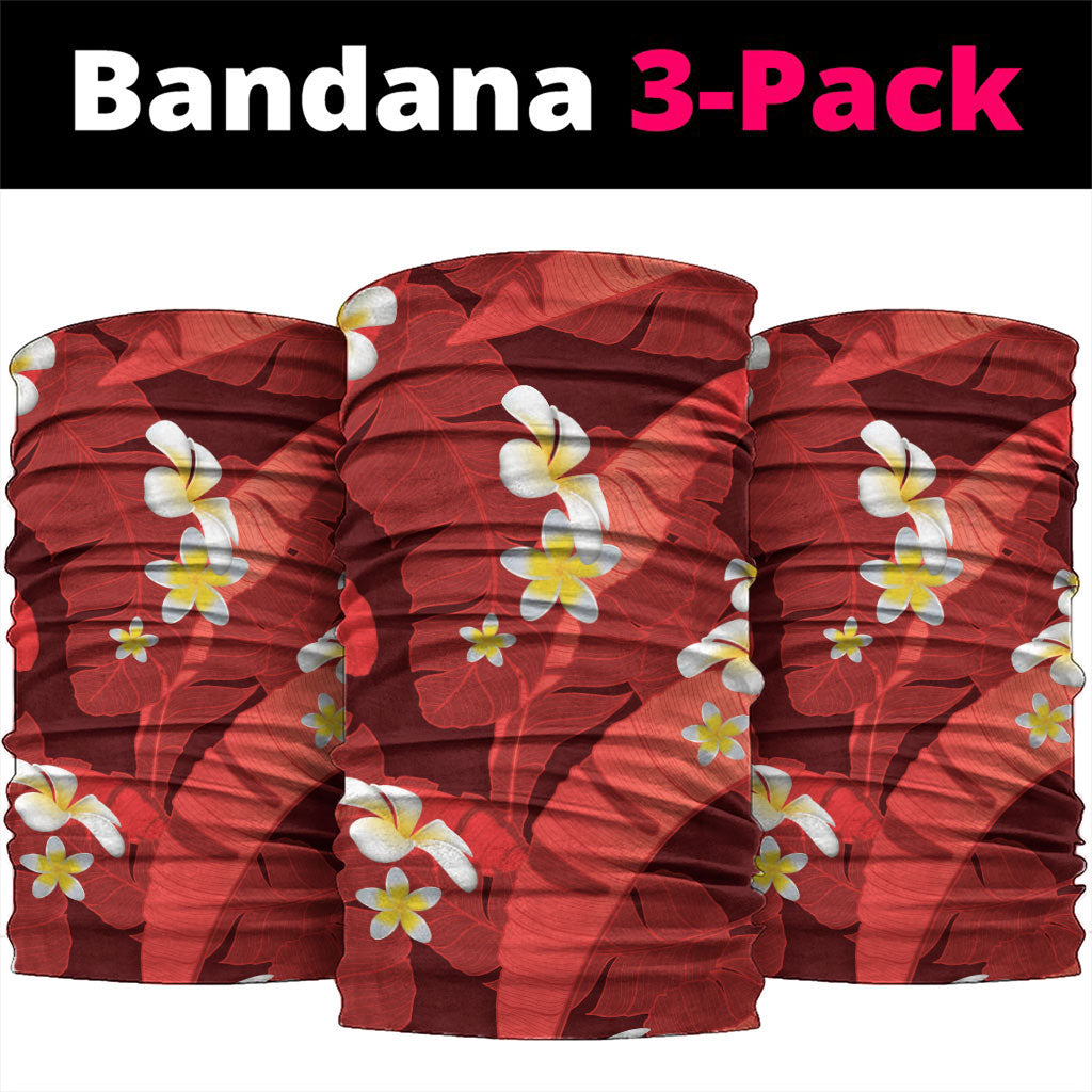 Red Banana Leaf Hawaii Neck Gaiter Lau Maia Plumeria Tropical Summer Vibes LT14 package One Size: 25*50cm Red - Polynesian Pride