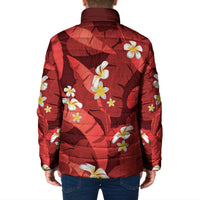 Red Banana Leaf Hawaii Padded Jacket Lau Maia Plumeria Tropical Summer Vibes LT14 - Polynesian Pride