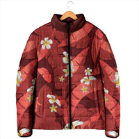 Red Banana Leaf Hawaii Padded Jacket Lau Maia Plumeria Tropical Summer Vibes LT14 - Polynesian Pride