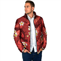 Red Banana Leaf Hawaii Padded Jacket Lau Maia Plumeria Tropical Summer Vibes LT14 - Polynesian Pride