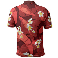 Red Banana Leaf Hawaii Polo Shirt Lau Maia Plumeria Tropical Summer Vibes LT14 - Polynesian Pride