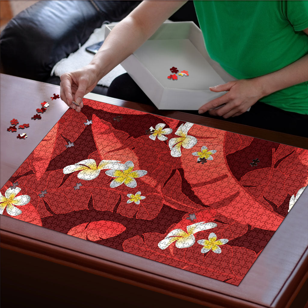 Red Banana Leaf Hawaii Puzzle Lau Maia Plumeria Tropical Summer Vibes LT14 - Polynesian Pride