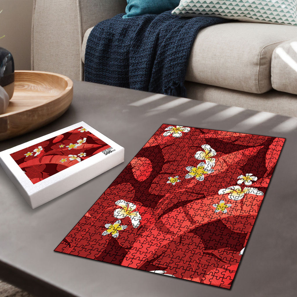 Red Banana Leaf Hawaii Puzzle Lau Maia Plumeria Tropical Summer Vibes LT14 - Polynesian Pride