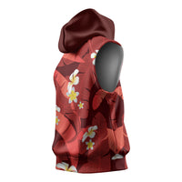 Red Banana Leaf Hawaii Sleeveless Hoodie Lau Maia Plumeria Tropical Summer Vibes LT14 - Polynesian Pride
