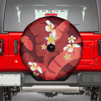 Red Banana Leaf Hawaii Spare Tire Cover Lau Maia Plumeria Tropical Summer Vibes LT14 - Polynesian Pride
