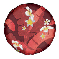 Red Banana Leaf Hawaii Spare Tire Cover Lau Maia Plumeria Tropical Summer Vibes LT14 - Polynesian Pride