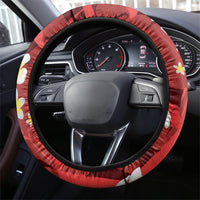 Red Banana Leaf Hawaii Steering Wheel Cover Lau Maia Plumeria Tropical Summer Vibes LT14 - Polynesian Pride